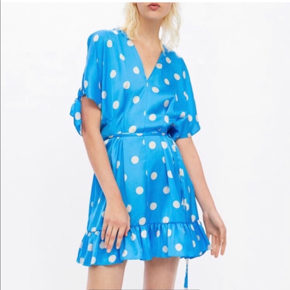 Zara Dress | Blue & White Polka Dot Mini Dress
